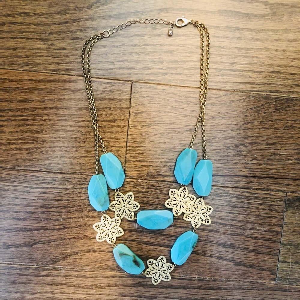 BANANA REPUBLIC Aquamarine Flower Necklace